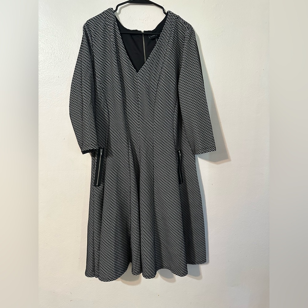 Lane Bryant Women’s Fit Flare Black White Jacquard Knit Dress Plus Size